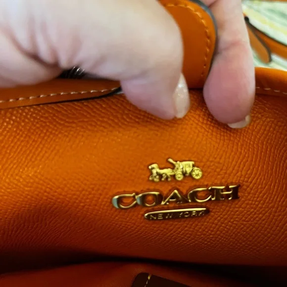 Coach Signature Canvas and Bright Mandarin City Bucket Bag - Picture 15 of 16